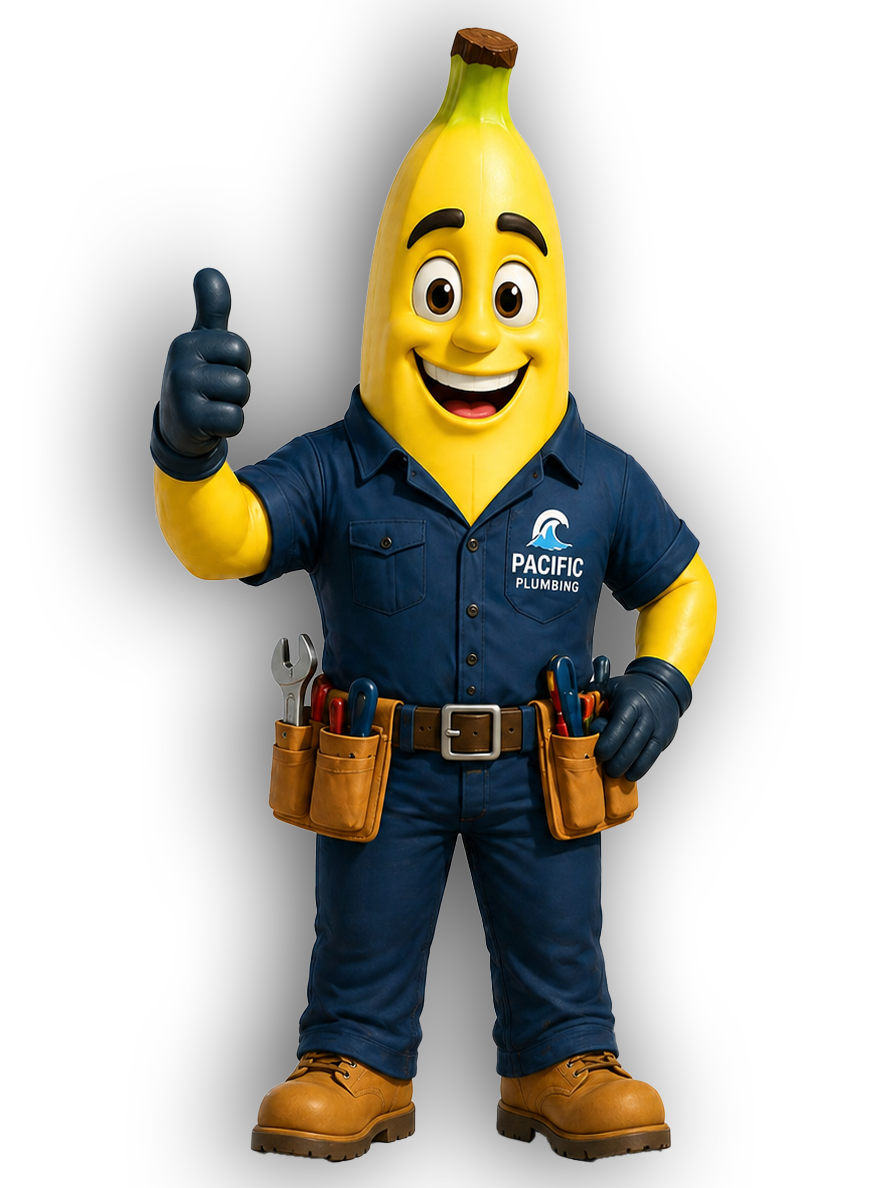Pacific Plumbing mascot giving a thumbs up